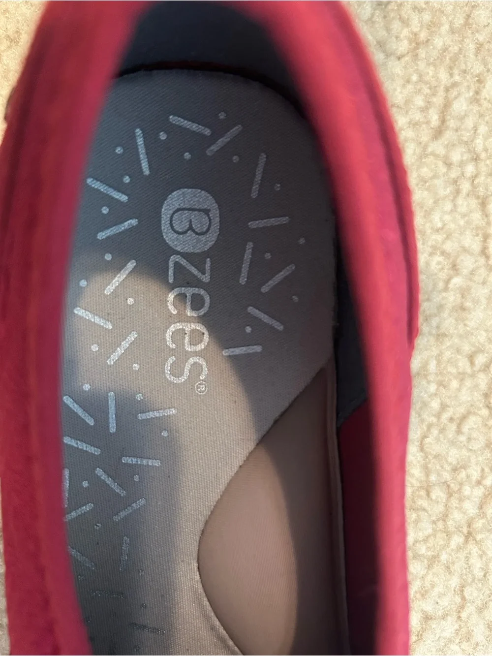 Bzees Women's Niche Slip-On Sneakers in Merlot Red with Gold Logo Accent 8.5